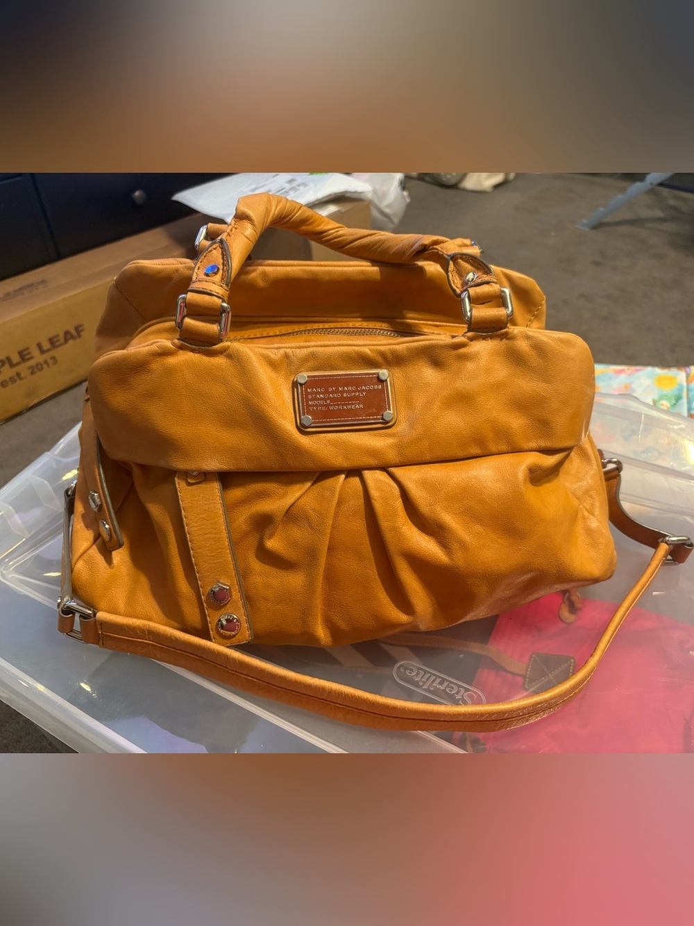 Marc by Marc Jacobs Tan Leather Pleated Satchel